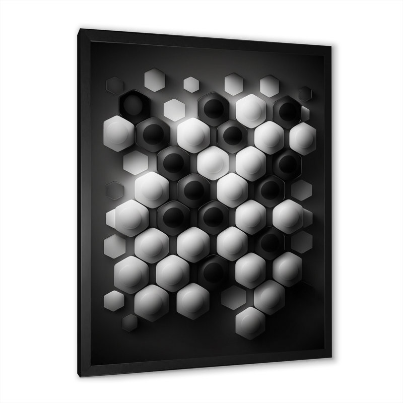 «Abstract Geomtric Black and White III», reproduction sur toile, H 40 po x l 30 po x P 1,5 po
