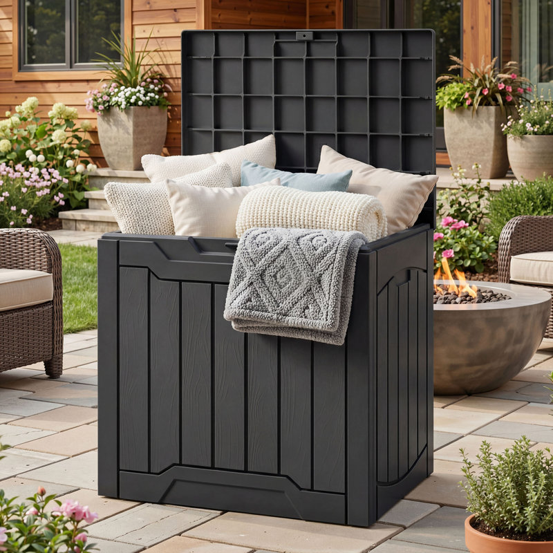 Boîte de rangement verrouillable en résine Balconera 31 gallons, Noir
