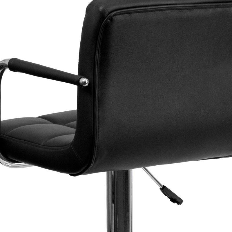 Adjustable Bar Stools - Counter Height Barstools with Back and Armrest, Black