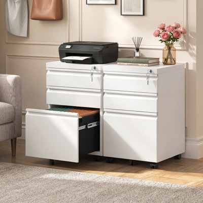 Classeur métallique Rothesay de 37 cm de large à 3 tiroirs avec serrure, meuble de classement mobile pour bureau à domicile, compatible avec les formats lettre et légal, classeur, meuble pour imprimante