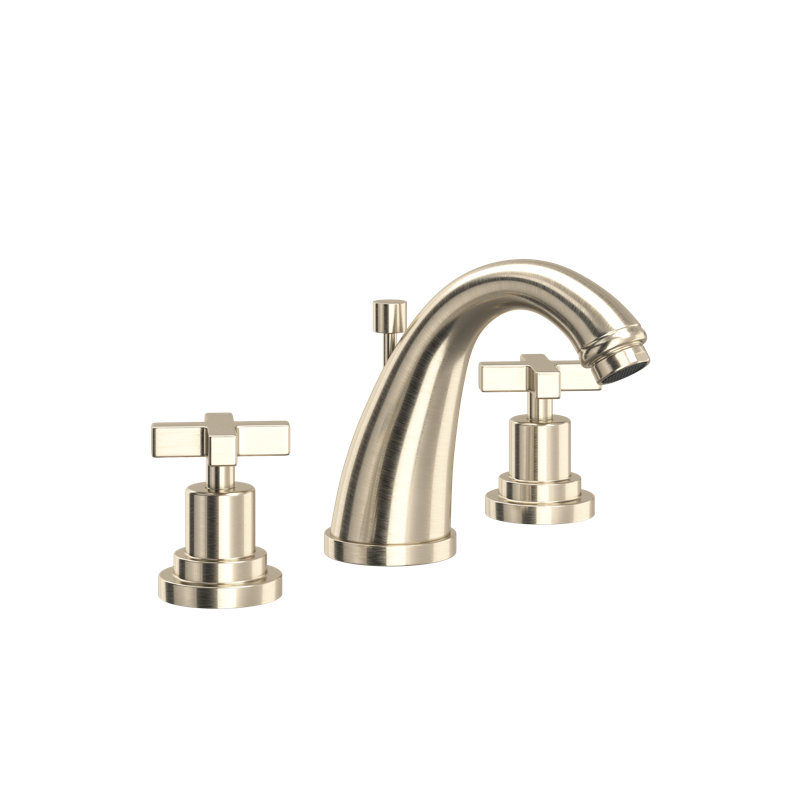 Lombardia® Widespread Bathroom Faucet with Drain Assembly, Satin Nickel, Cross Handle
