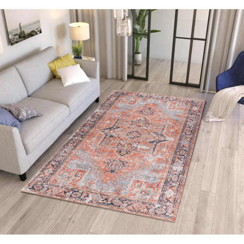 Tapis brun brun à motif tissé rétro, Rectangle 3 pi 10 po x 5 pi 3 po