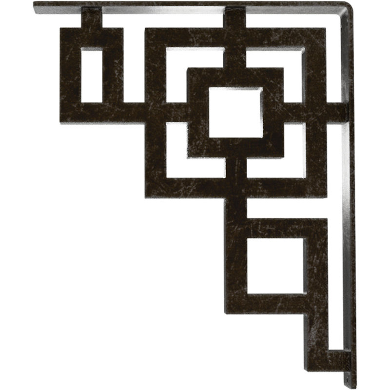 2"W x 12"D x 15"H Eris Wrought Iron Bracket, (Triple center brace), Antiqued Warm Silver, Antiqued Warm Silver