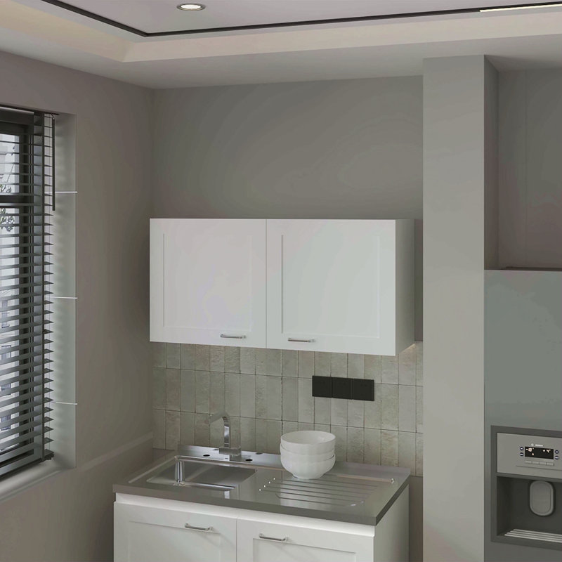 Armoire de cuisine murale avec 2 portes, Blanc