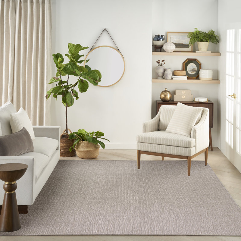 Remmie Black Modern Indoor/Outdoor Rug, Rectangle 10' x 14', Gray
