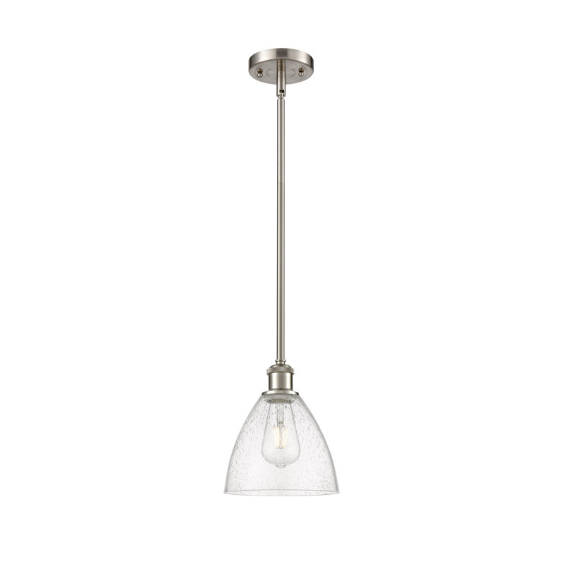 Allysha 1 - Light Single Pendant, Clear, Brushed Satin Nickel, 9.25" H x 7.5" W x 7.5" D
