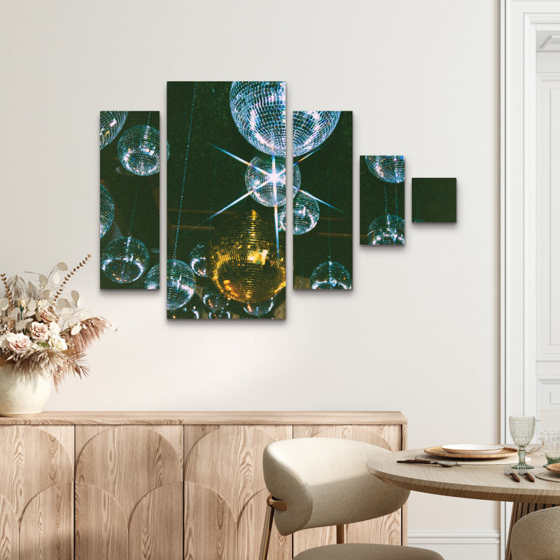 Ensemble de 5 panneaux muraux - Samantha Hearn «Ultimate Disco», art mural sur toile pour le salon, la chambre à coucher ou le bureau 