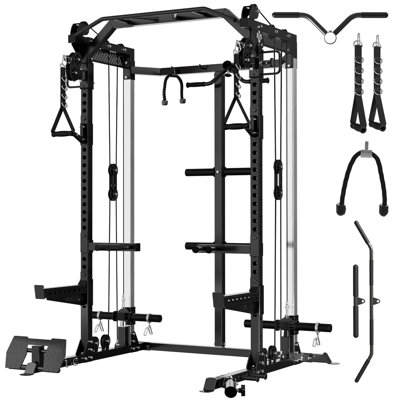 Cage électrique Mikolo, capacité de 2 000 lb, système de poulie double indépendant et câble croisé pour la salle de gym à domicile
