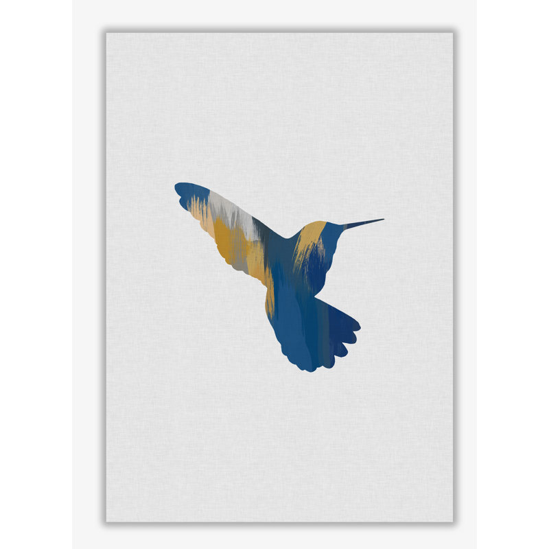 Hummingbird Blue & Yellow II - Print, No Frame, 60 cm H x 42 cm W x 1 cm D