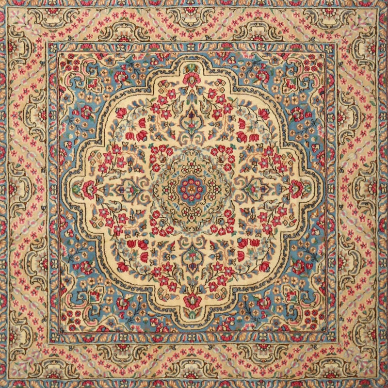Tapis gris/brun/rouge clair traditionnel Klas, Rond 7 pi