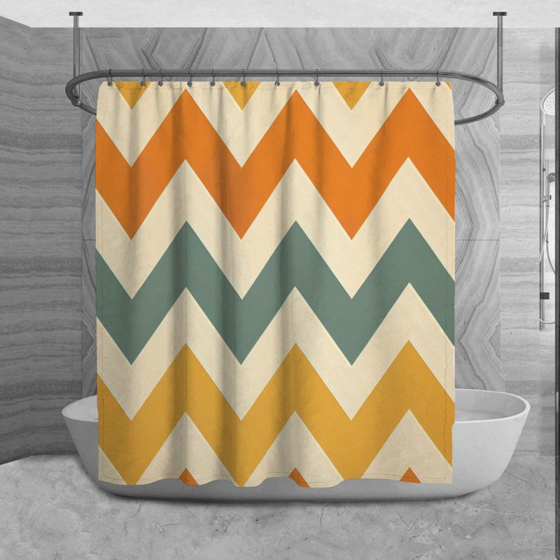 Rideau de douche Briant, H 84 po x l 70 po, Orange/beige