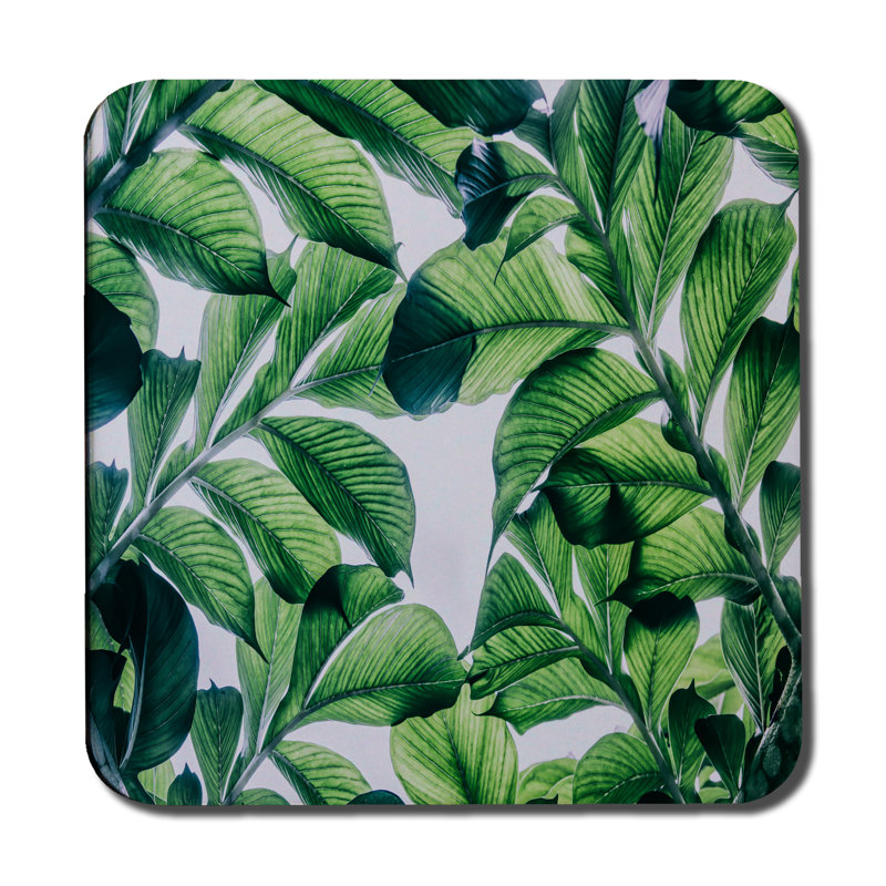 Square 6 Piece Coaster Set, Tropical Plants