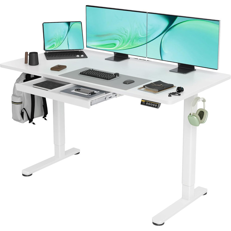 Mathys Computer Desk, White, 55.1” W x 23.6” D