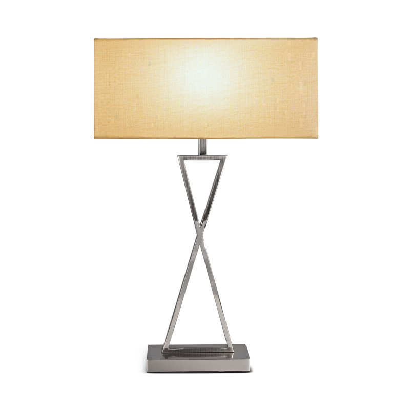 Avory 64cm Rectangle Metal Narrow Table Lamp, Beige, Silver