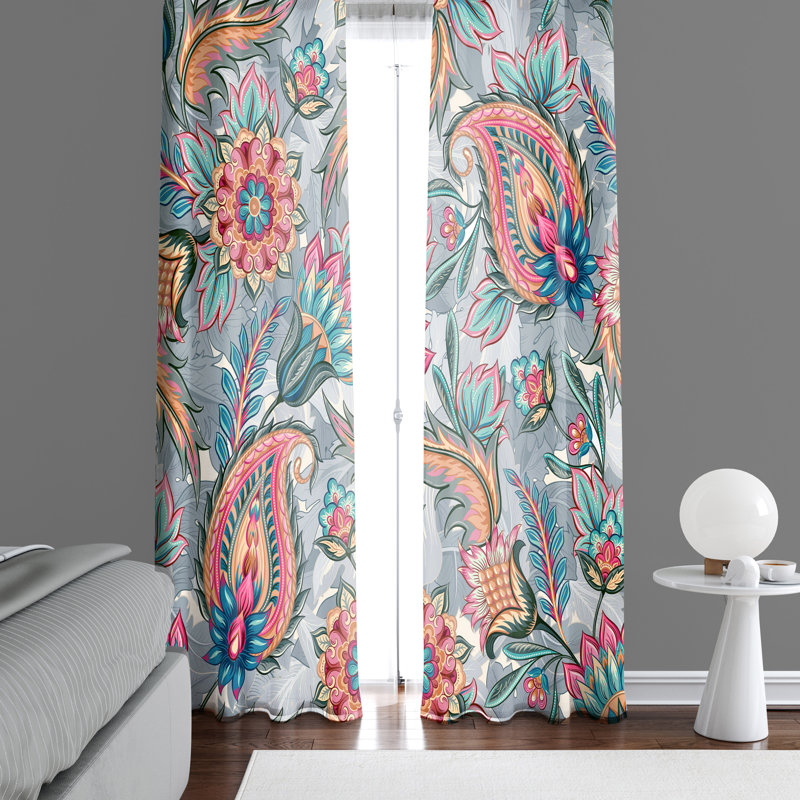 Panneaux de rideaux semi-transparents à motif floral, L 40 po x L 82 po