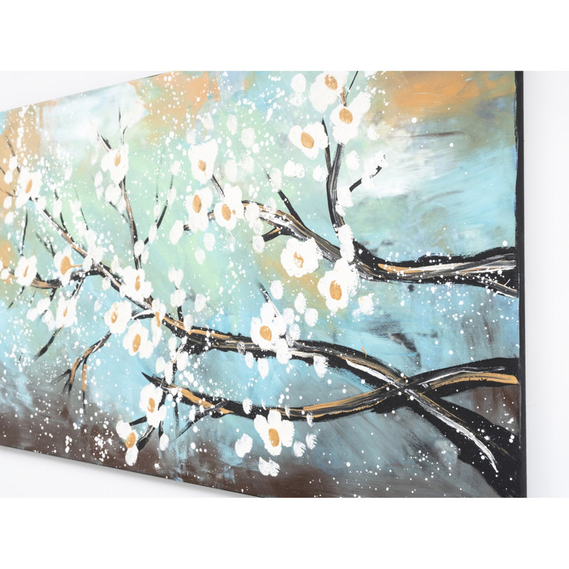 Toile peinte à la main 47 po x 27 po, 47 po x 27 po, Lime Dreamy Scenes For Spring Interior