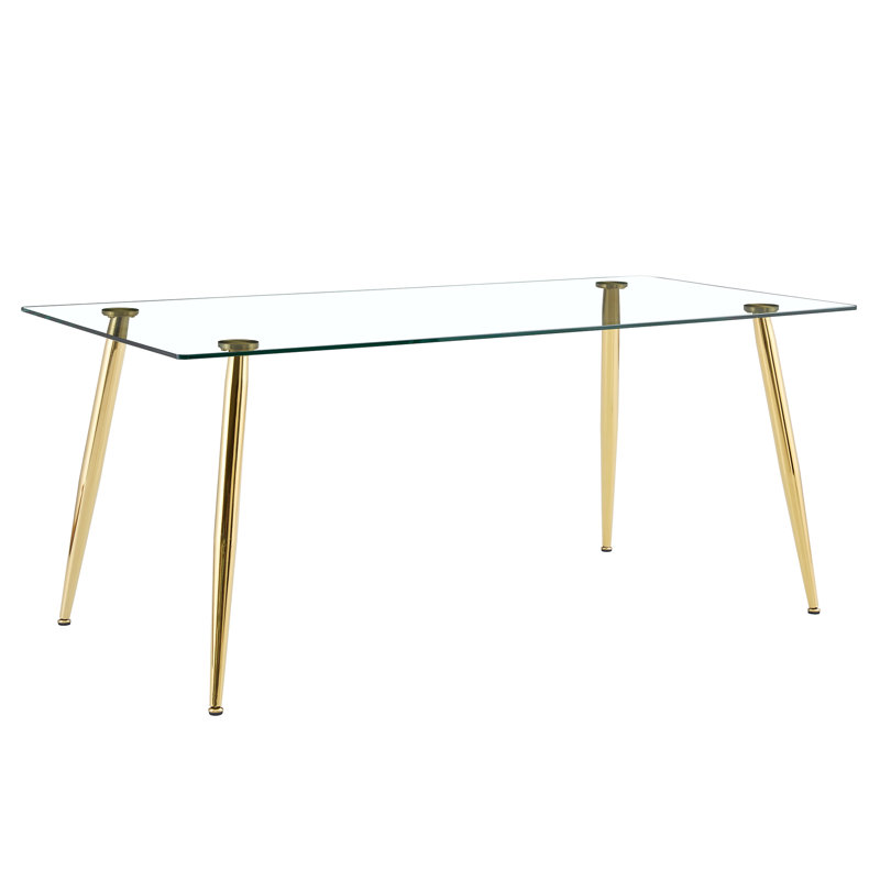 Glass Dining Table With Black Metal Legs, Tempered Top, Fits 4-6 People, Easy To Maintain And Assemble, For Various Rooms Modern Stable Construction 4-6, Assemble Clean, Different