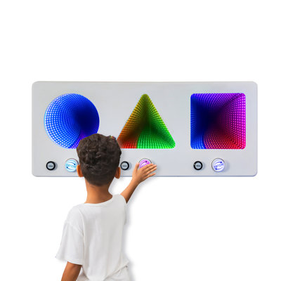 Infinity Trio Mirror Set – 3-Piece LED Infinity Wall Decor (Triangle, Circle & Square) with Rotating Controls & Tunnel Light Effects for Sensory Rooms, Therapy & Home