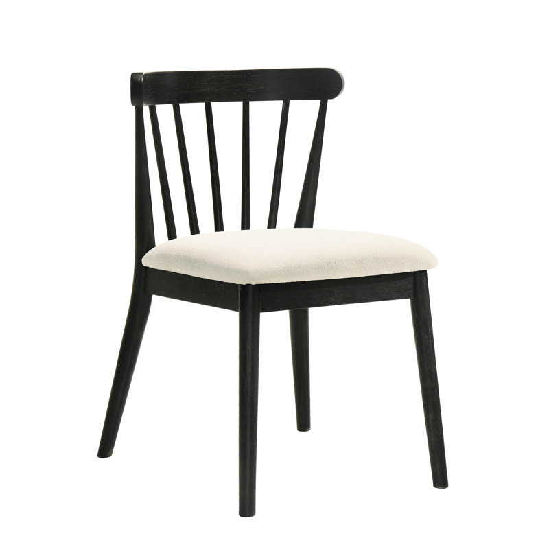 De 2 chaises d'appoint de salle à manger en bois massif noir avec un design rustique et des sièges rembourrés, assemblage simple pour la cuisine ou le coin, 21,84 po de largeur, attrait traditionnel de 25,12 lb, installation rapide