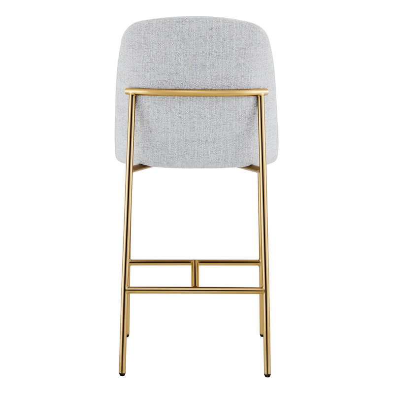 Angelick Upholstered Counter Stool with Metal Frame, Light Gray, Gold