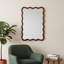 Rectangle Wood Frame Decorative Mirror with Irregular Lines, Natural Finish, Versatile Wall Mount for Bedroom Bathroom Living Room Entryway.-129673805