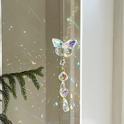 Butterfly Shaped K9 Crystal Suncatcher, Hanging Rainbow Maker Prism Ornament for Window, Wedding and Home Decor
