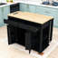Îlot de cuisine extensible avec 2 tiroirs, armoire de rangement et prise de courant intégrée-171200801