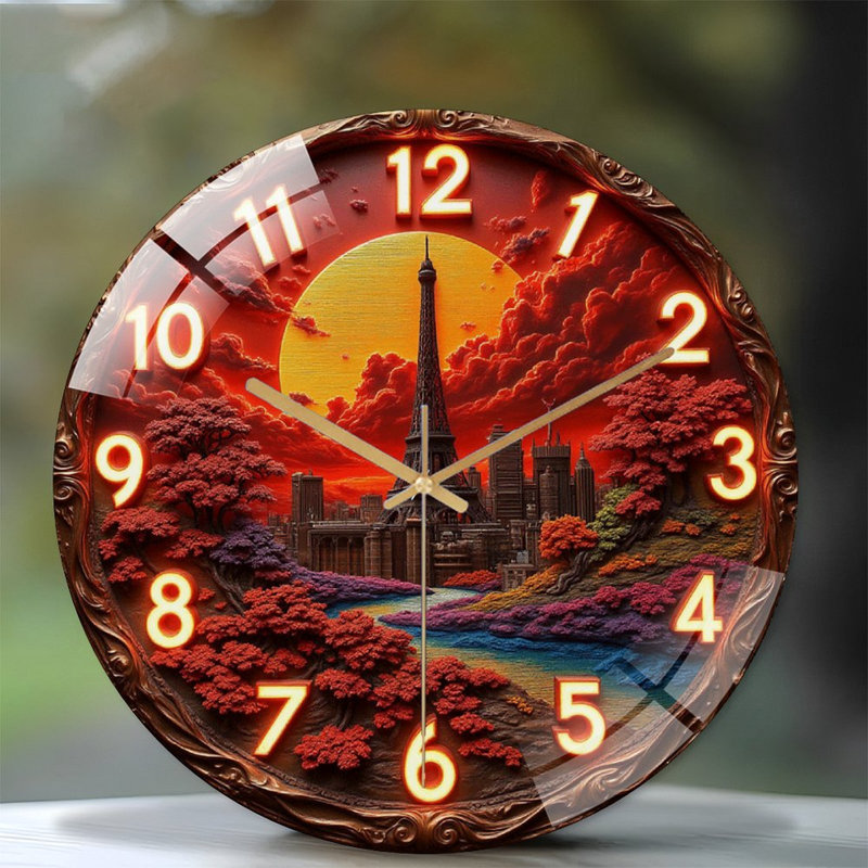 Horloge murale rétro en forme de tour Eiffel Paris