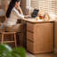 Bureau rectangulaire en bois massif avec 3 tiroirs Burlywood-702968566