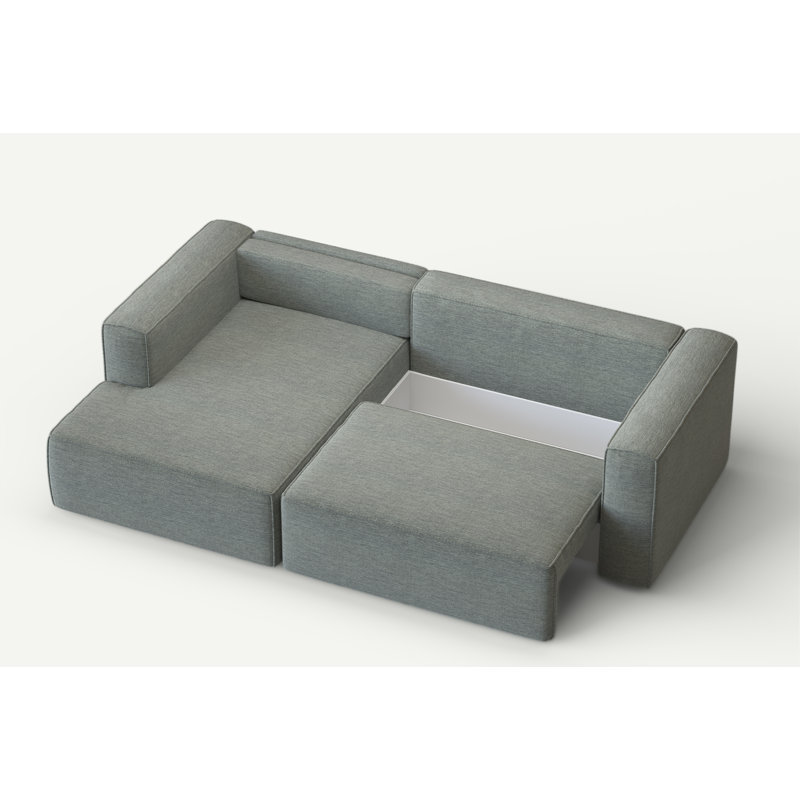 Suzue Corner Sofa, Grey, Left Hand Facing