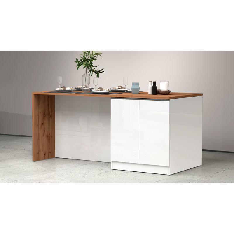 Sadrac Wood Kitchen Island, White/Oak