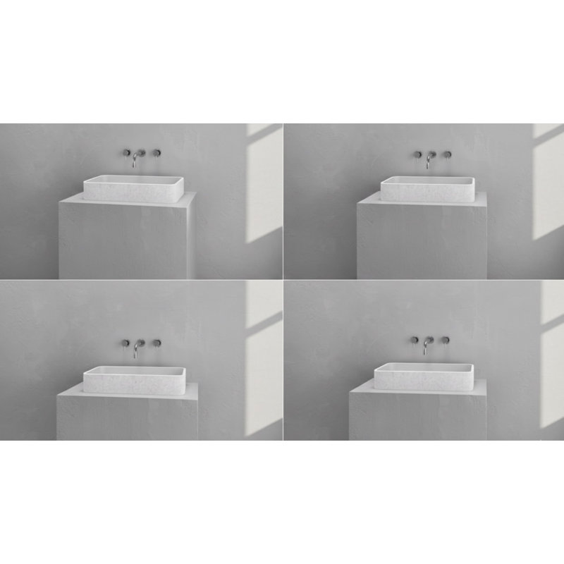 Vast Studio Textured Concrete Rectangular Countertop Bathroom Sink, White