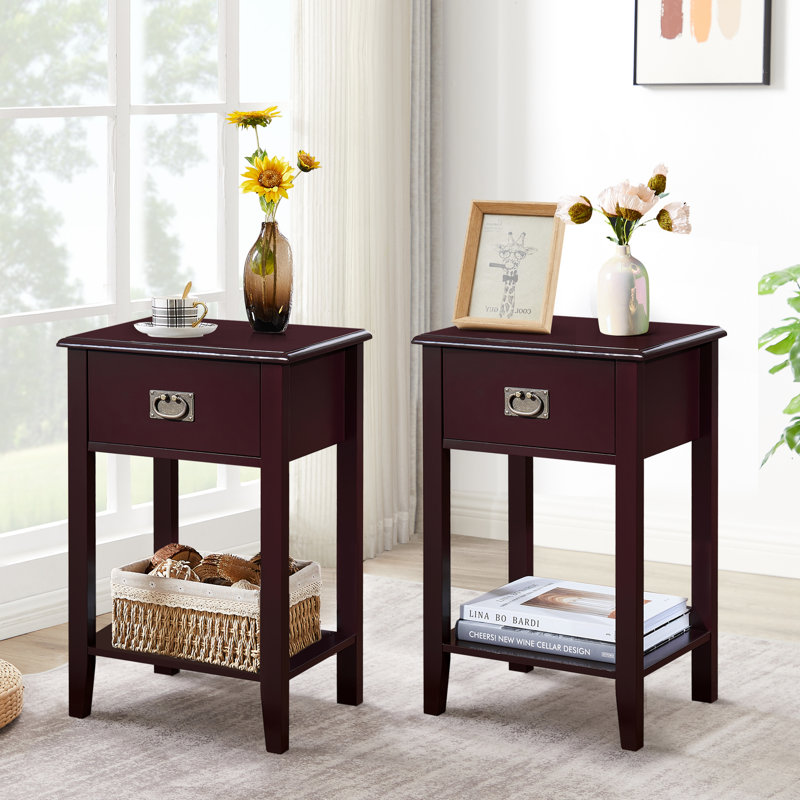 Miramontes 15.7'' W Nightstand, Red Brown, Set of 2