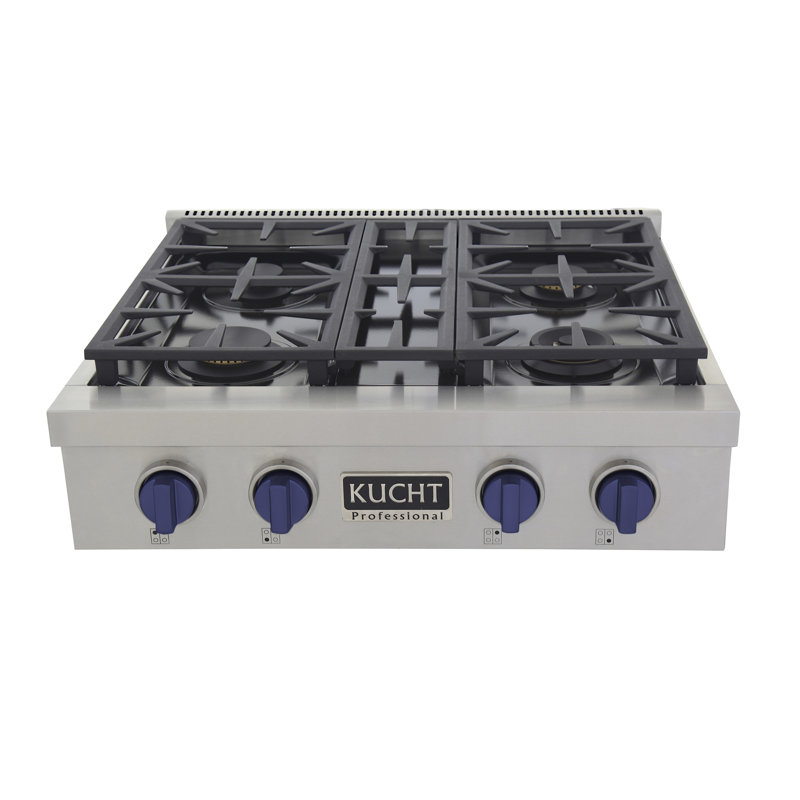 30" 4 Burner Cooktop, Liquid Propane, Royal Blue