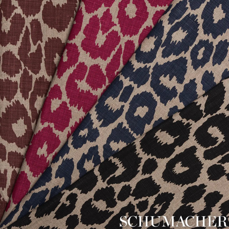 Tissu léopard emblématique, Raisin / naturel