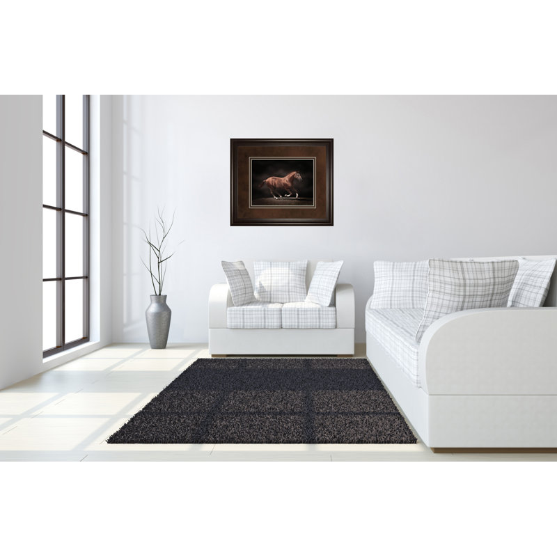 Galloping Stallion Wall Art - 34" x 40" - Dark Chocolate Frame