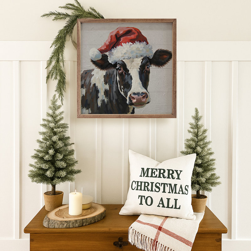 Vache laitière de Noël, H 24 po x l 24 po