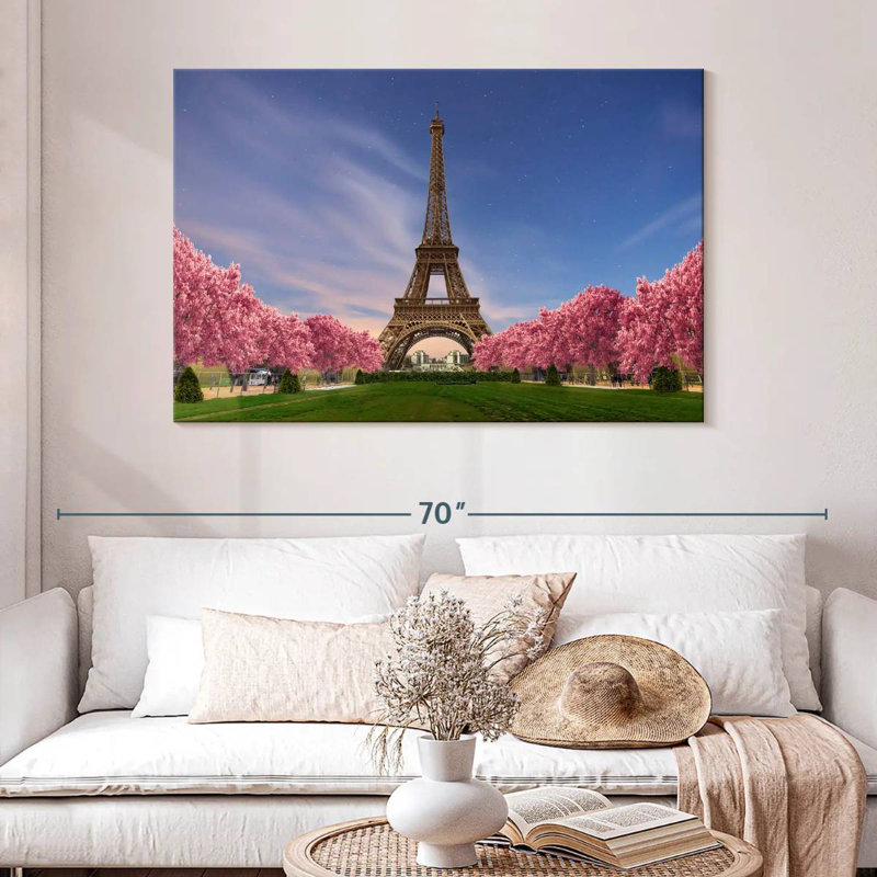 Sebbie Eiffel Tower Spring Sunset, 32" H x 48" W