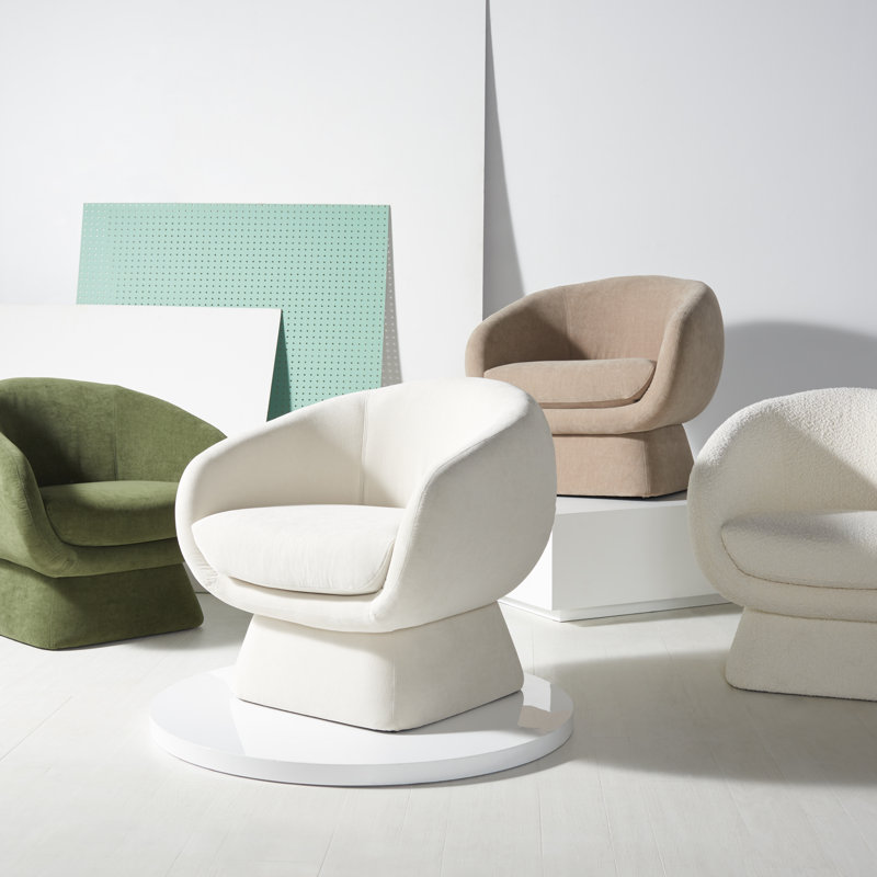 Genata Upholstered Barrel Chair, Olive Green Linen