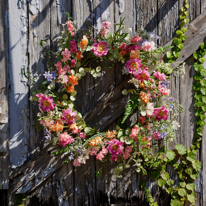 Couronne florale et feuillage mixte P 20 po