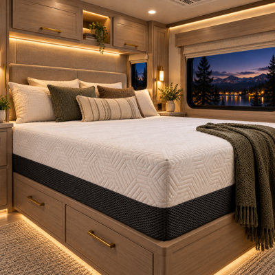 Matelas en mousse viscoélastique gélifiée LUMERIS avec housse régulatrice de température à changement de phase, couches de confort ventilées et support soulageant la pression