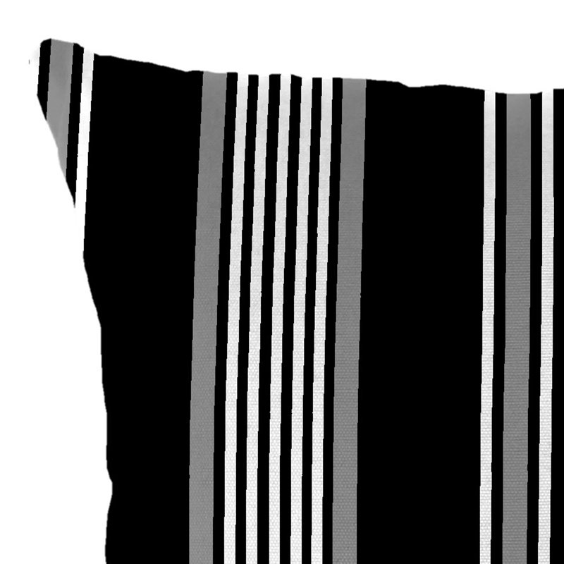 Sunbrella Outdoor Throw Pillow, Black/Gray/White/Striped