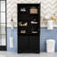 Armoire de rangement multifonctionnelle avec tablettes réglables et paniers à linge inclinables-619440669