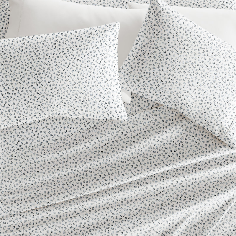 Queen Blue Floral Microfiber Sheet Set