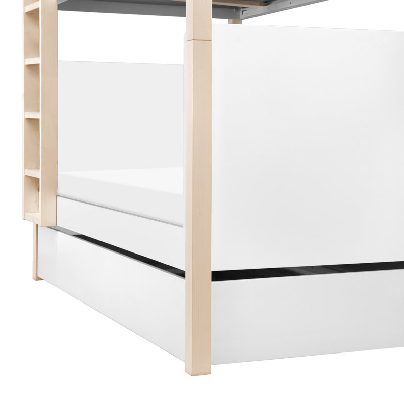TipToe Twin Bunk Bed, White/Light Brown