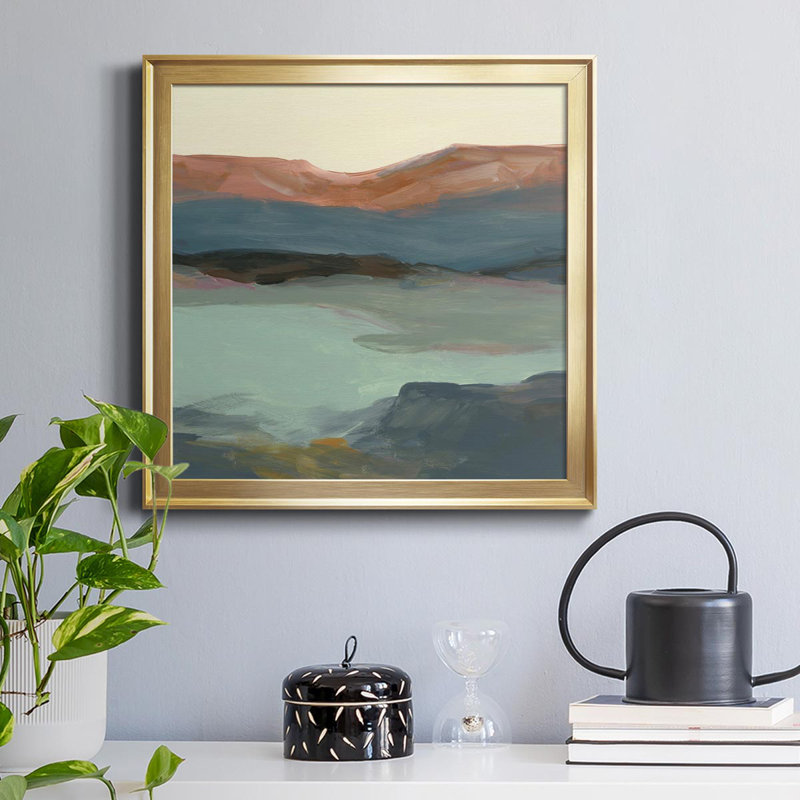 "Rolling Bluff", art textuel sur toile, H 34,5 po x l 34,5 po x P 1,5 po, Toile dorée