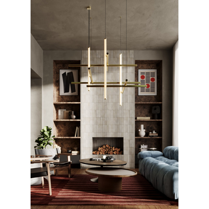 Labyrinth 1 - Light LED Chandelier, Brass