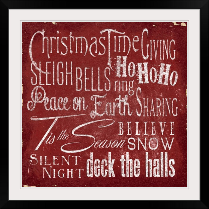 « christmas art type ii » par elizabeth medley, art textuel, H 20" x l 20" x P 1", Cadre noir