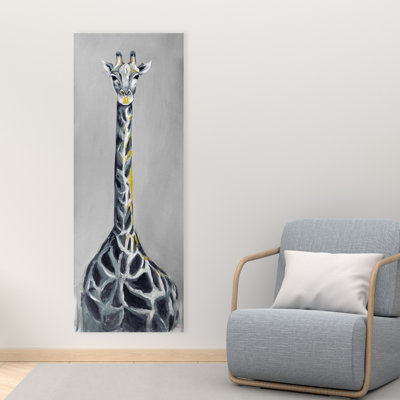 Steel Blue Giraffe Canvas | Wildlife Art for Living Room Decor