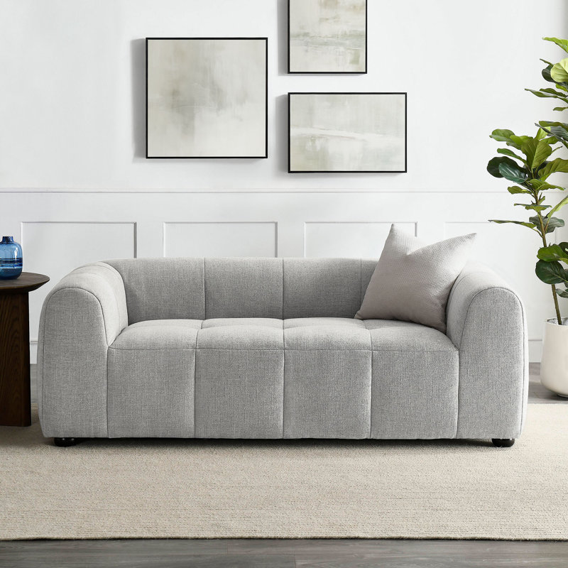 Liana Upholstered Fabric Loveseat, Pewter